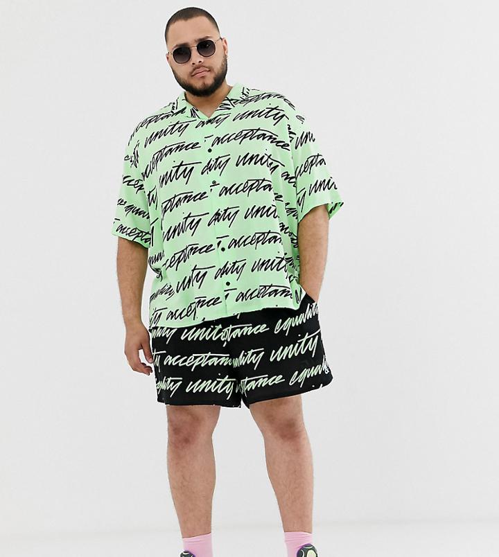 Asos Design X Glaad & Plus Shorts Two-piece In Unity Print - Black