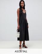 Asos Design Tall Casual Smock Midi Cami Dress - Black