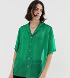 Reclaimed Vintage Inspired Sheer Revere Shirt In Green - Green