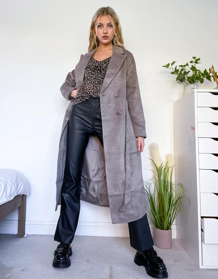 New Look Belted Formal Coat In Mink-white