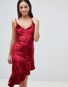 Ax Paris Asymmetric Frill Dress - Red