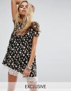 Reclaimed Vintage Inspired Smock Dress In Bleached Daisy Print - Multi
