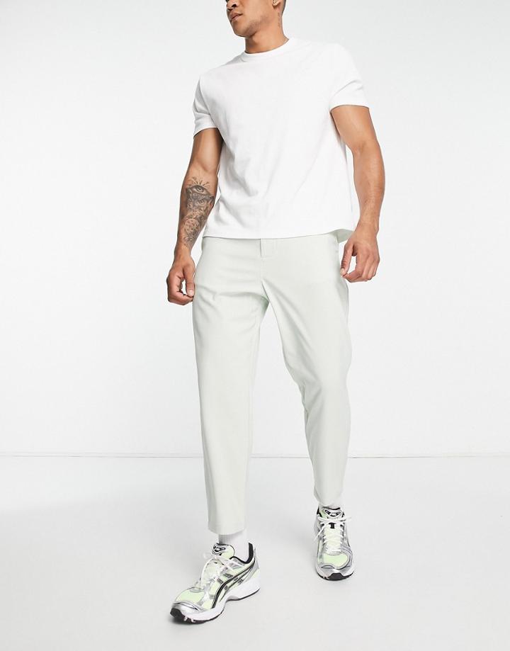 Pull & Bear Loose Tailored Pants In Sage-green