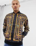 Soul Star Baroque Bomber Jacket-black