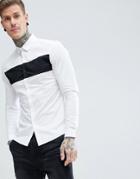 Asos Skinny Shirt With Cut And Sew Panel - White