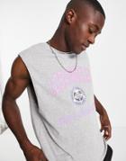 Jack & Jones Originals Oversized Tank Top With Los Angeles Print In Gray-grey