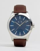 Armani Exchange Leather Watch In Brown Ax2324 - Brown