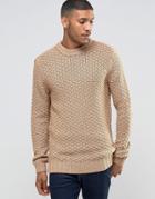 Bellfield Chunky Textured Knitted Sweater - Beige