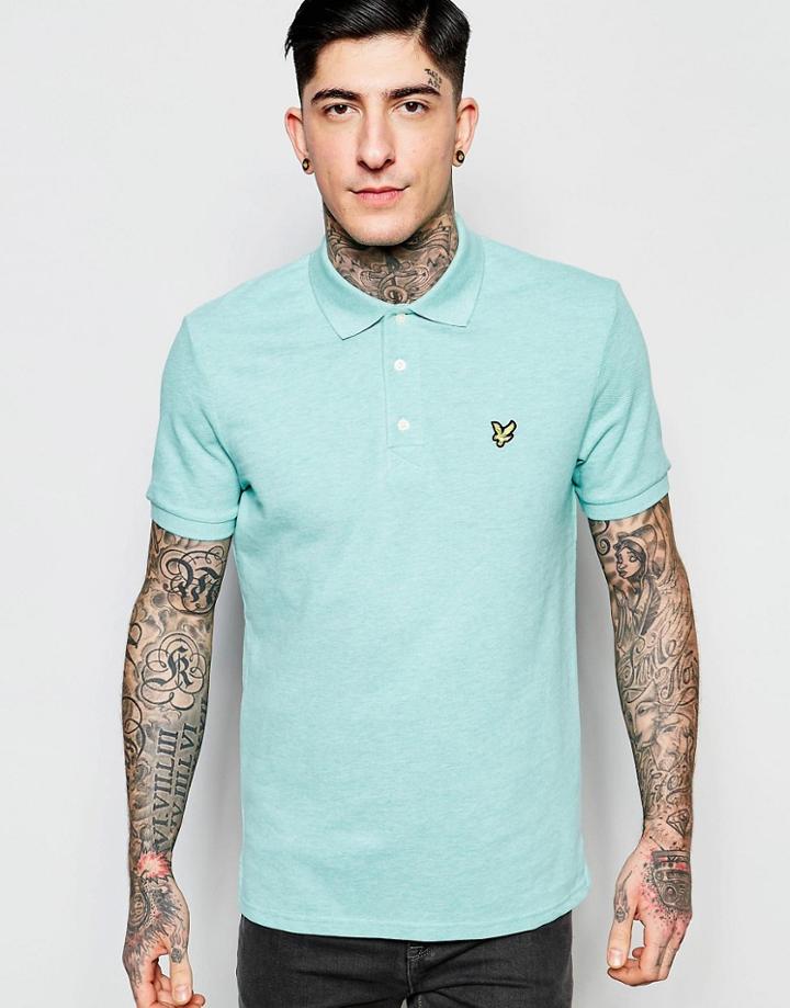 Lyle & Scott Polo Shirt With Eagle Logo In Mint Marl - Mint Marl