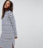 Asos Design Tall Sweat Dress In Stripe With Long Sleeves-multi