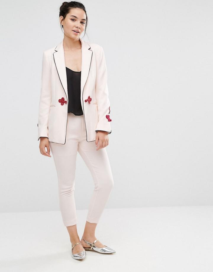 Sister Jane Pant Co-ord With Crochet Fastenings - Cream