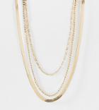 Asos Design Curve Multirow Necklace In Vintage Style Chains In Gold Tone