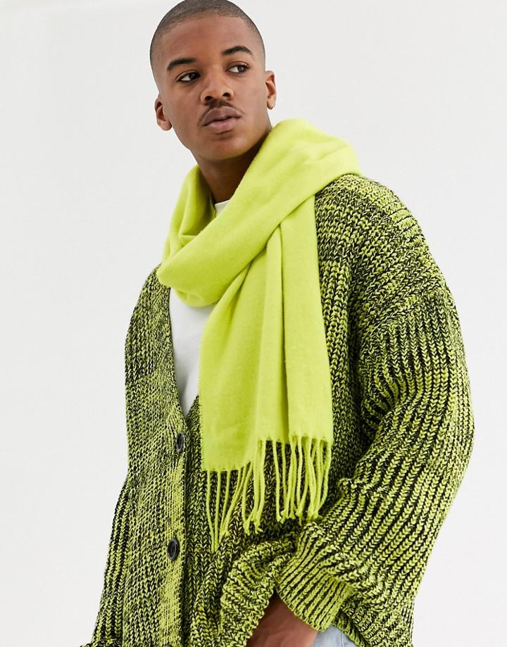 Asos Design Woven Scarf In Neon Yellow
