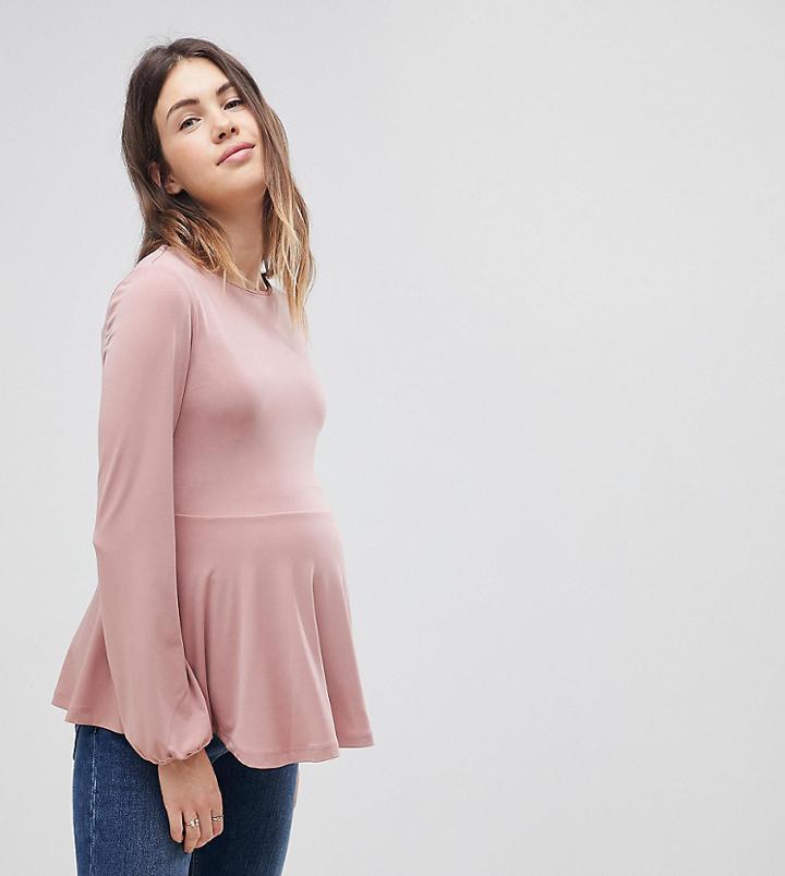 Asos Design Maternity Nursing Double Layer Smock Top - Pink