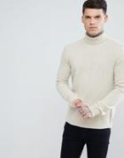 Asos Lambswool Roll Neck Sweater In Oatmeal - Beige