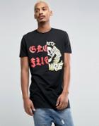 Asos Super Longline T-shirt With Half And Half Skeleton Spider Print -