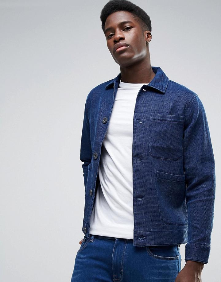 Waven Waffle Indigo Workwear Jacket - White