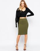 Asos High Waisted Pencil Skirt - Khaki