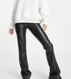 Pieces Tall Faux Leather Flared Pants In Black