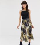 River Island Pleated Jersey Skirt In Chain Print - Multi
