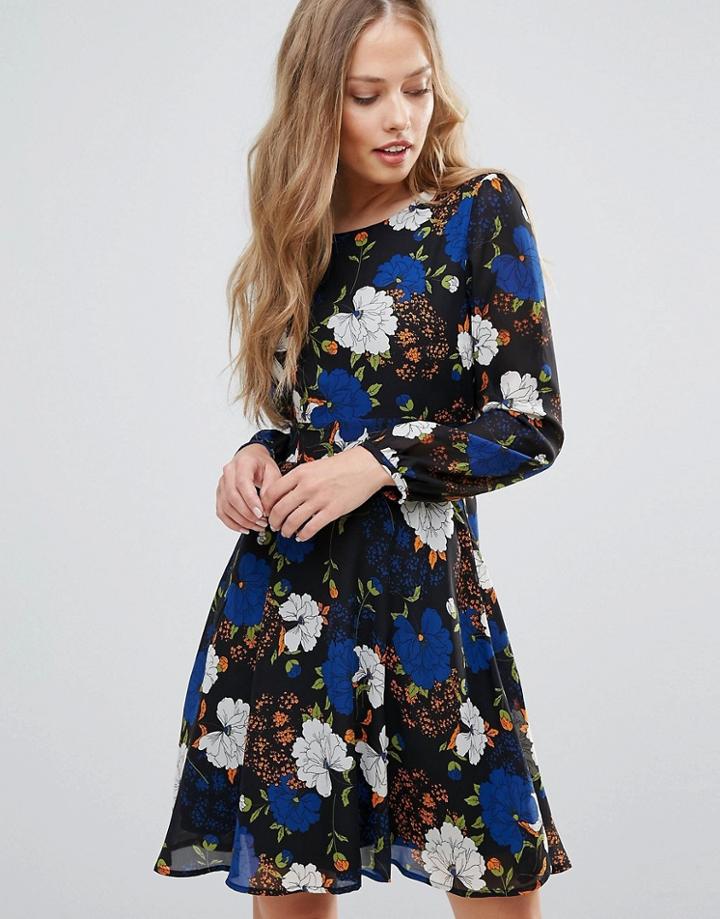 Yumi Long Sleeve Dress In Wild Floral - Multi