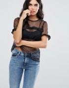 Only Bente Mesh Sheer Top - Black