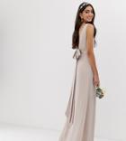 Tfnc Tall Bridesmaid Exclusive Sateen Bow Back Maxi In Pink