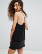 Weekday Cami Top With Metal Puller Detail - Black