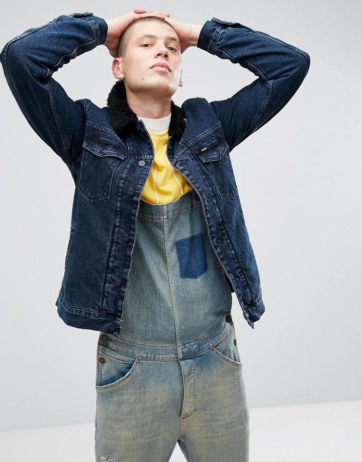 Wrangler Blue Sherpa Denim Jacket - Blue