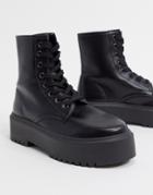 Asos Design Attitude 2 Lace Up Chunky Boots In Black