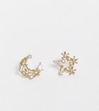 Aldo Paysa Crystal Moon And Star Stud Earrings In Gold