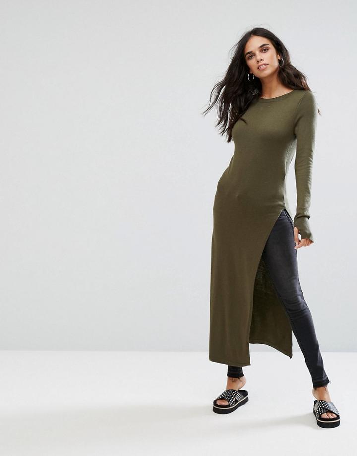 Noisy May Molde Wool Blend Knit Top - Green