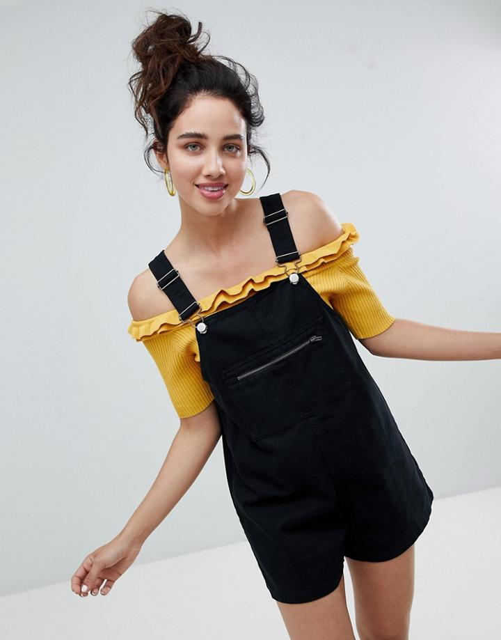Monki Mini Overalls Romper - Black