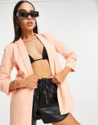 Asos Design Mix & Match Suit Blazer In Peach-pink