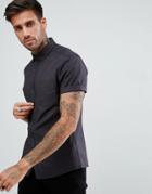 Asos Casual Skinny Oxford Shirt In Black - Black