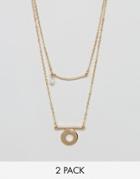 Asos Pack Of 2 Layering Necklaces - Gold