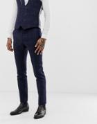 Twisted Tailor Super Skinny Suit Pants In Navy Tweed Check - Navy