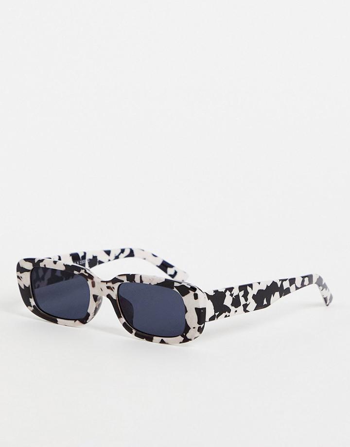 Monki Rectangular Sunglasses In Cow Print-multi