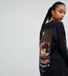 Crooked Tongues Oversized Long Sleeve T-shirt With Back Photographic Print - Black