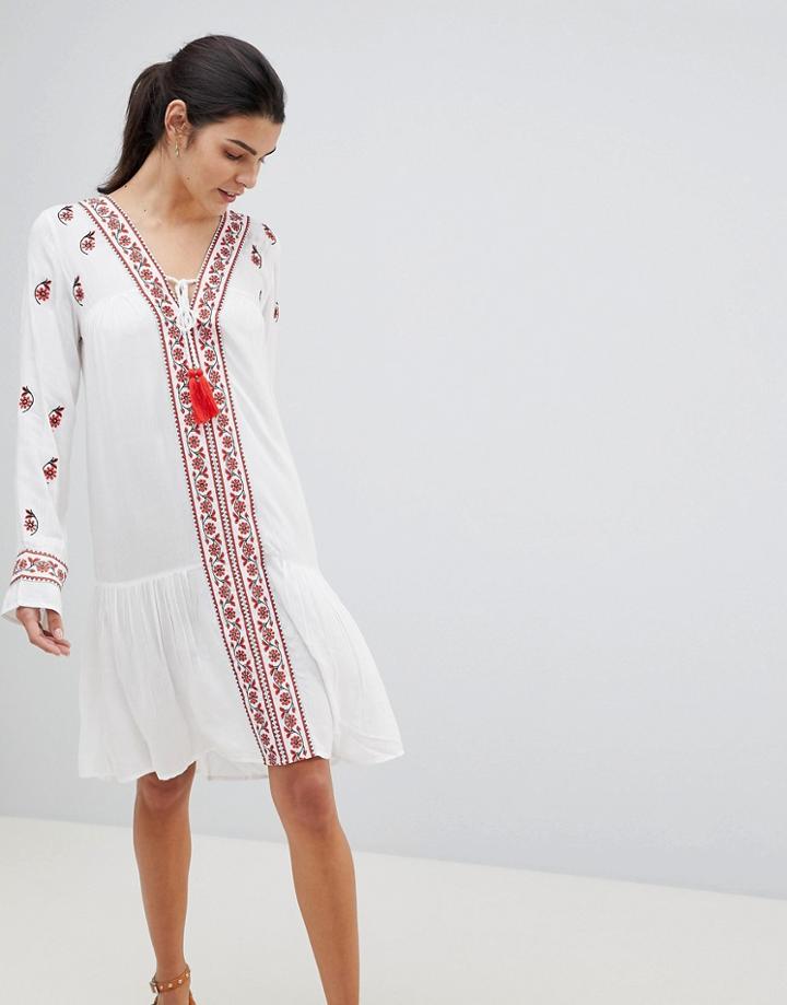 Anmol Embroidered Beach Cover Up - White