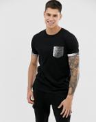 Brave Soul T-shirt With Croc Animal Print - Black