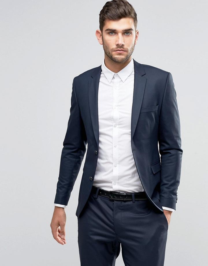 Jack & Jones Premium Skinny Suit Jacket In Navy - Navy