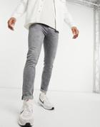 Only & Sons Skinny Jeans In Light Gray-grey