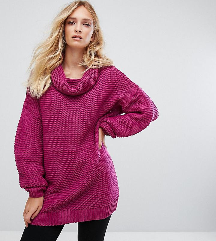 Brave Soul Tall Hachi Oversize Chunky Sweater - Red