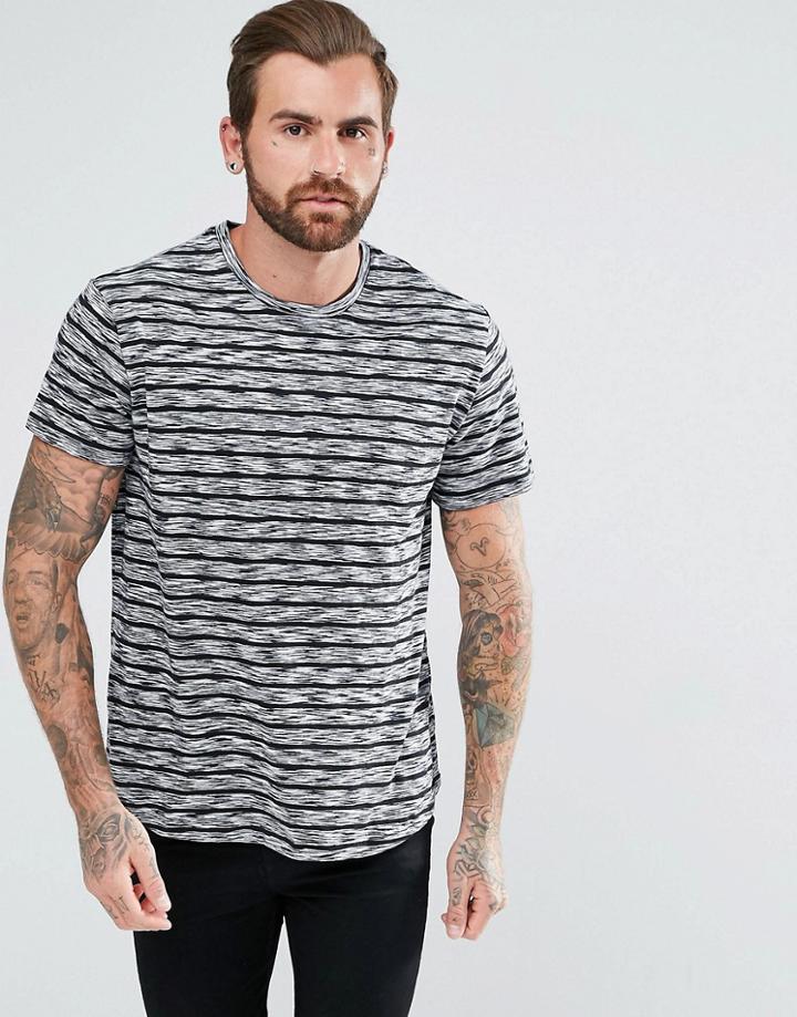 Yourturn T-shirt In Gray Stripes - White