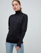 Moves By Minimum Leg Of Mutton Sleeve Sweater - Black