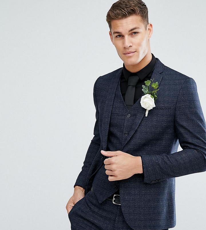 Noak Slim Wedding Suit Jacket In Texture-navy