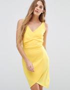 Wal G Drape Front Dress - Yellow