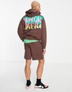Asos Daysocial Oversized Hoodie With Multiple Graphic And Logo Prints In Brown - Part Of A Set