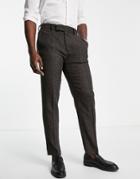 Asos Design Super Skinny Suit Pants In Plaid Wool Mix In Khaki-green